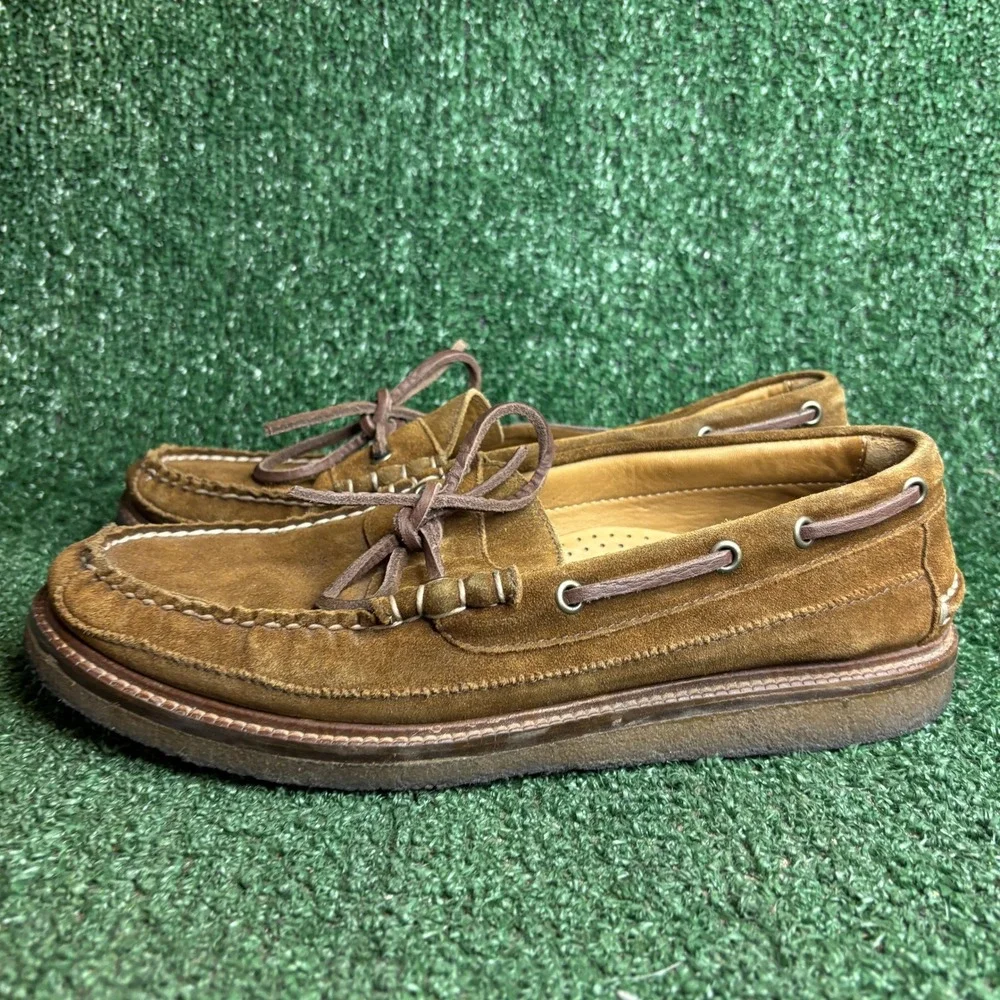 J.Crew Camden Suede Moccasin Crepe Sole Slip On Boat Shoes Brown Mens Size 10.5